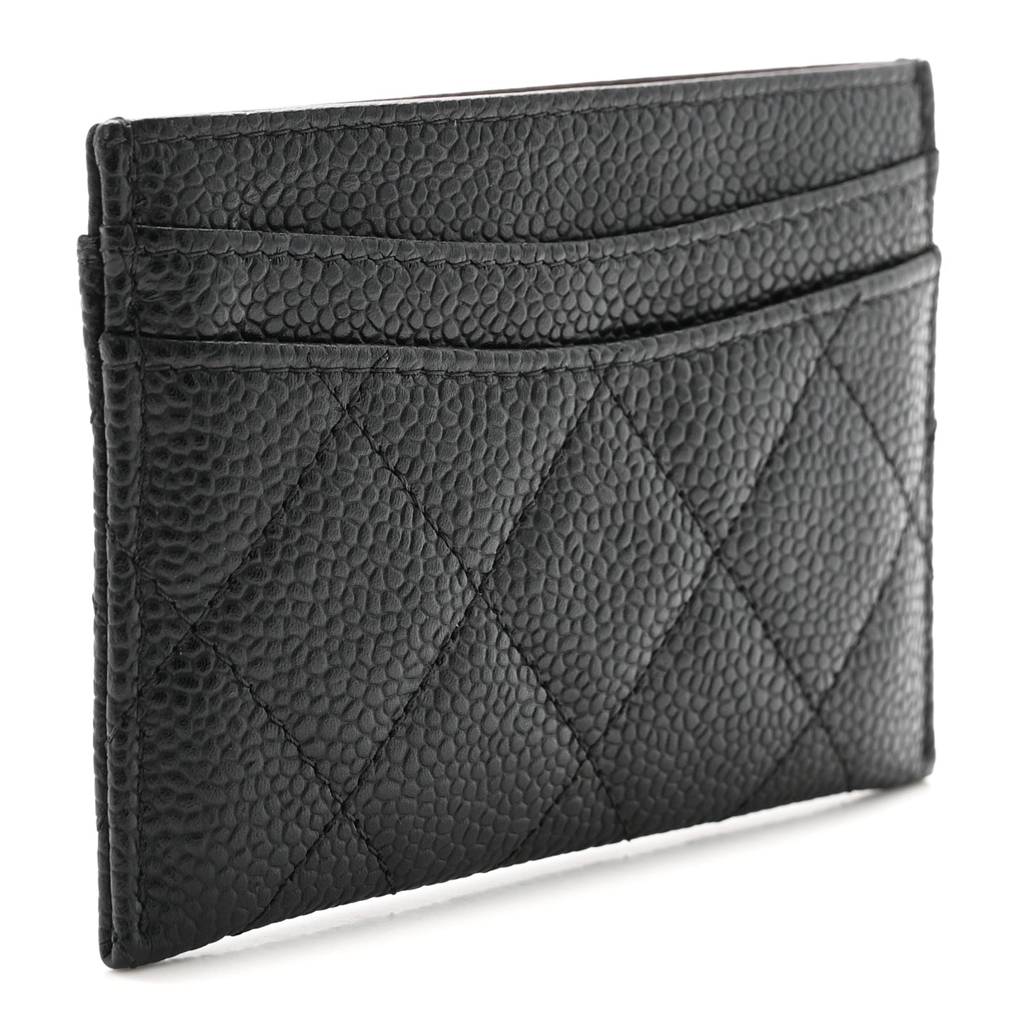 Caviar Quilted Card Holder Black