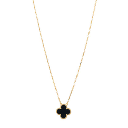 Van Cleef & Arpels 18K Yellow Gold Black Onyx Vintage Alhambra Pendant Necklace 1 of 5