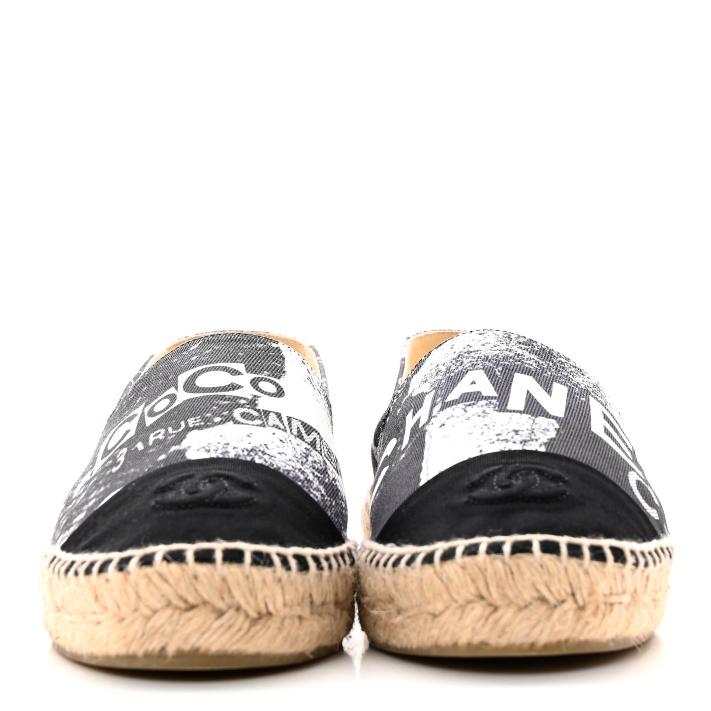Printed Canvas Grosgrain 31 Rue Cambon Espadrilles 40 Black White