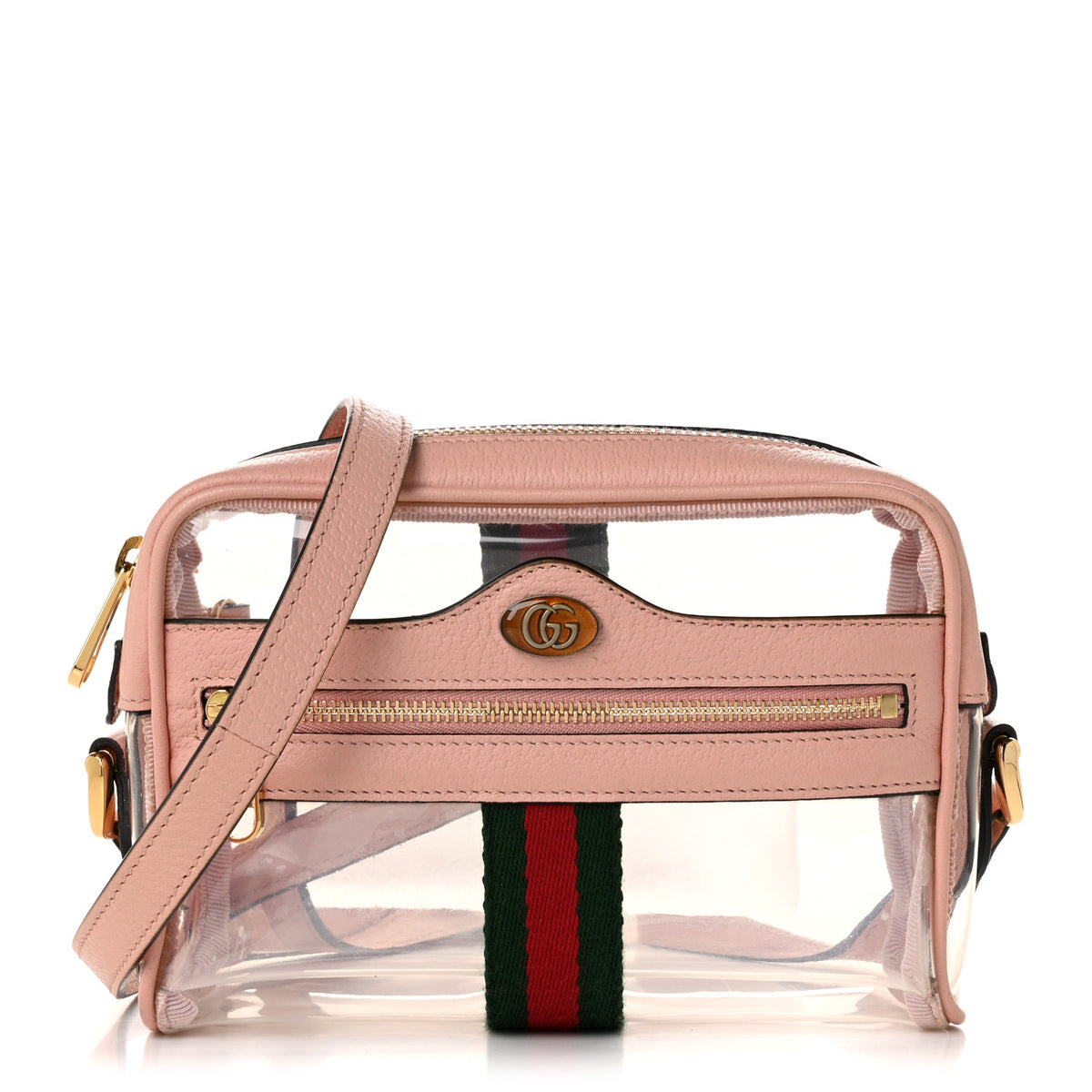 Gucci Vinyl Web Mini Ophidia Transparent Shoulder Bag Perfect Pink 1 of 11
