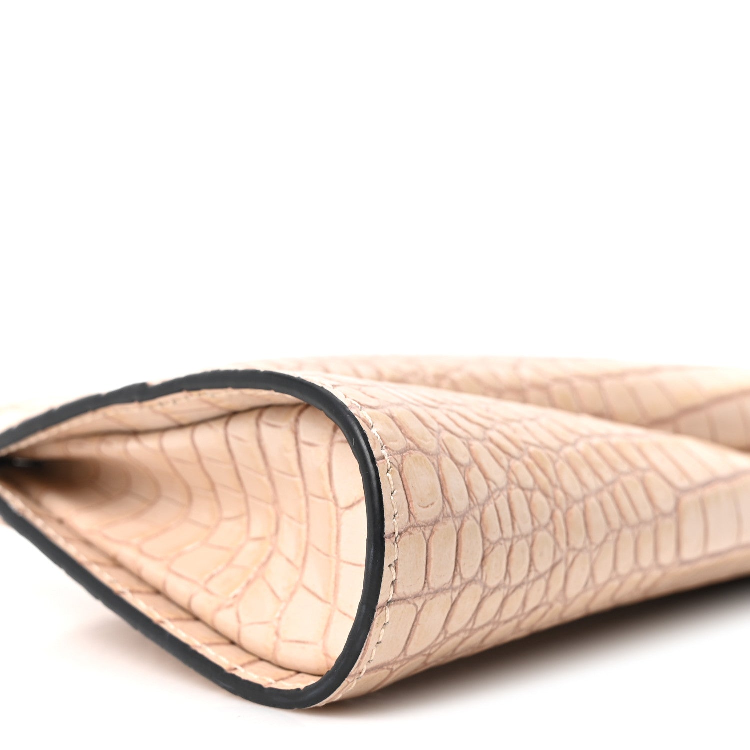 Christian Louboutin Crocodile Embossed Calfskin Loubi Twist Zip Clutch Bag Beige 8 of 9