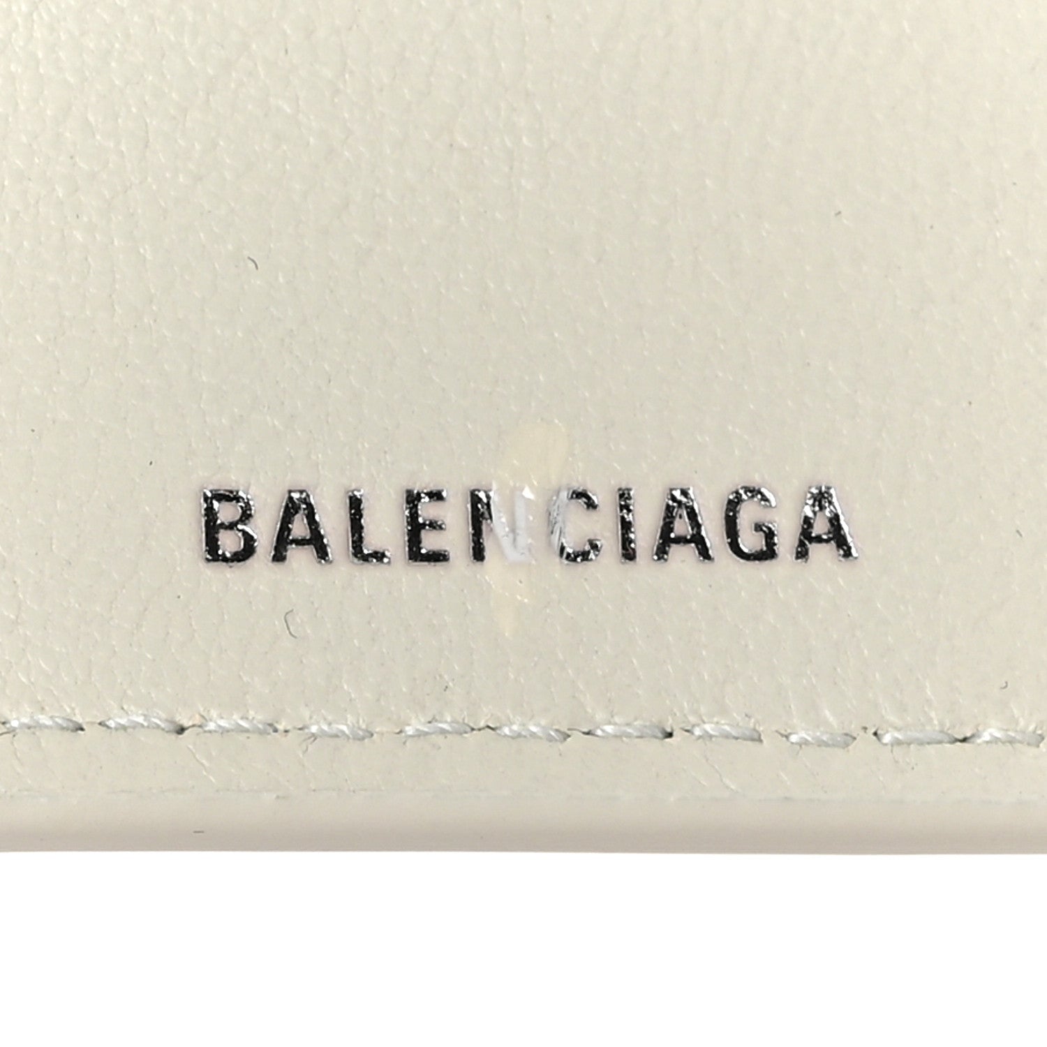 Balenciaga Grained Calfskin Logo Mini Cash Wallet White Light Green 7 of 7