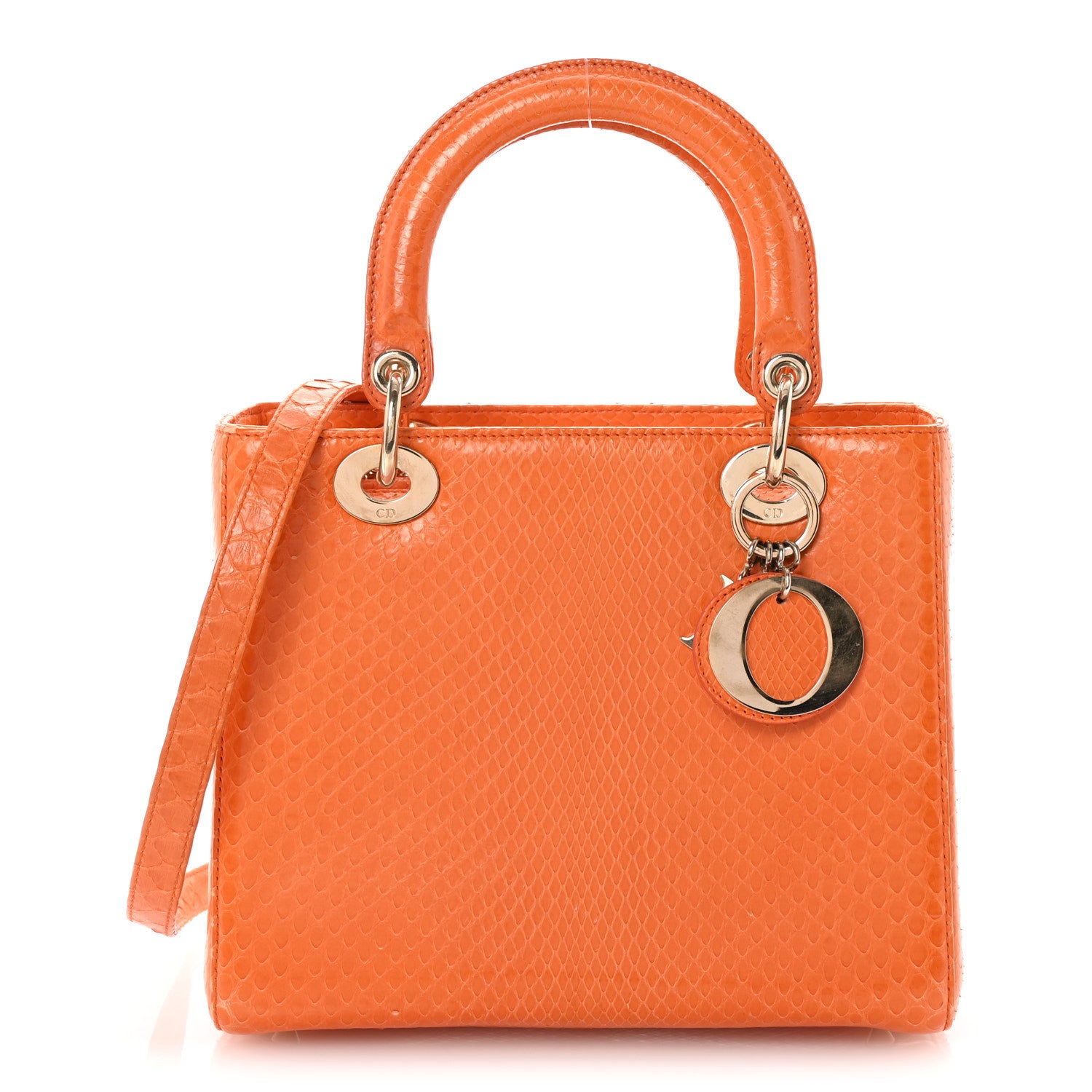 Christian Dior Snakeskin Medium Lady Dior Orange 1 of 10