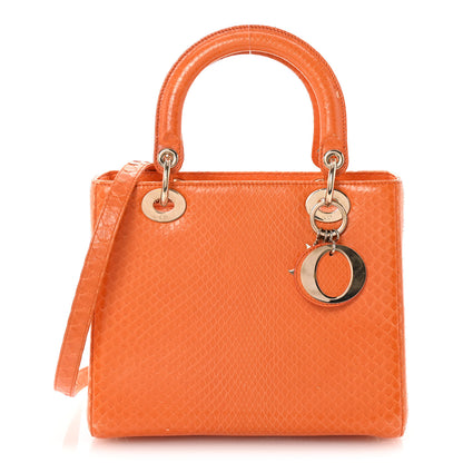 Christian Dior Snakeskin Medium Lady Dior Orange 1 of 10