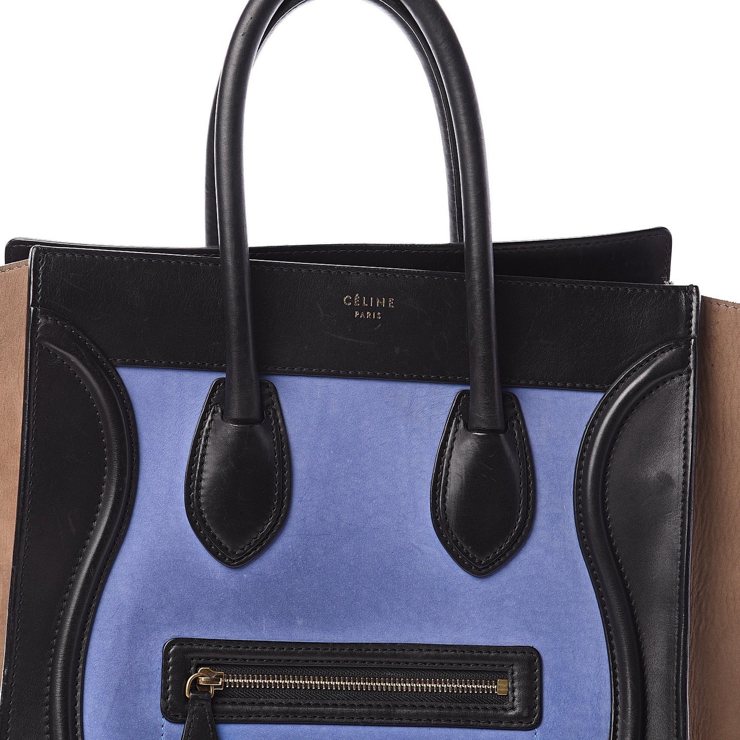 Calfskin Nubuck Suede Micro Tri-Color Luggage Blue