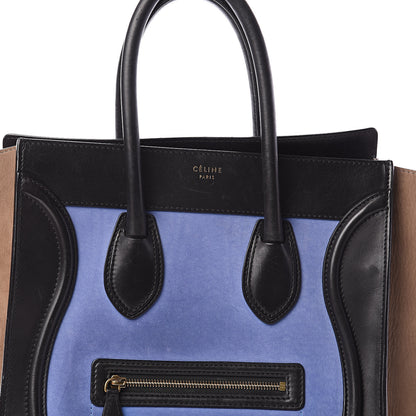 Celine Calfskin Nubuck Suede Micro Tri-Color Luggage Blue 6 of 8