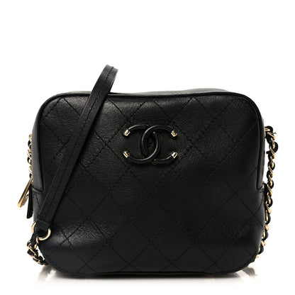 Chanel Calfskin Stitched Covered CC Camera Case Bag Black 1 of 10
