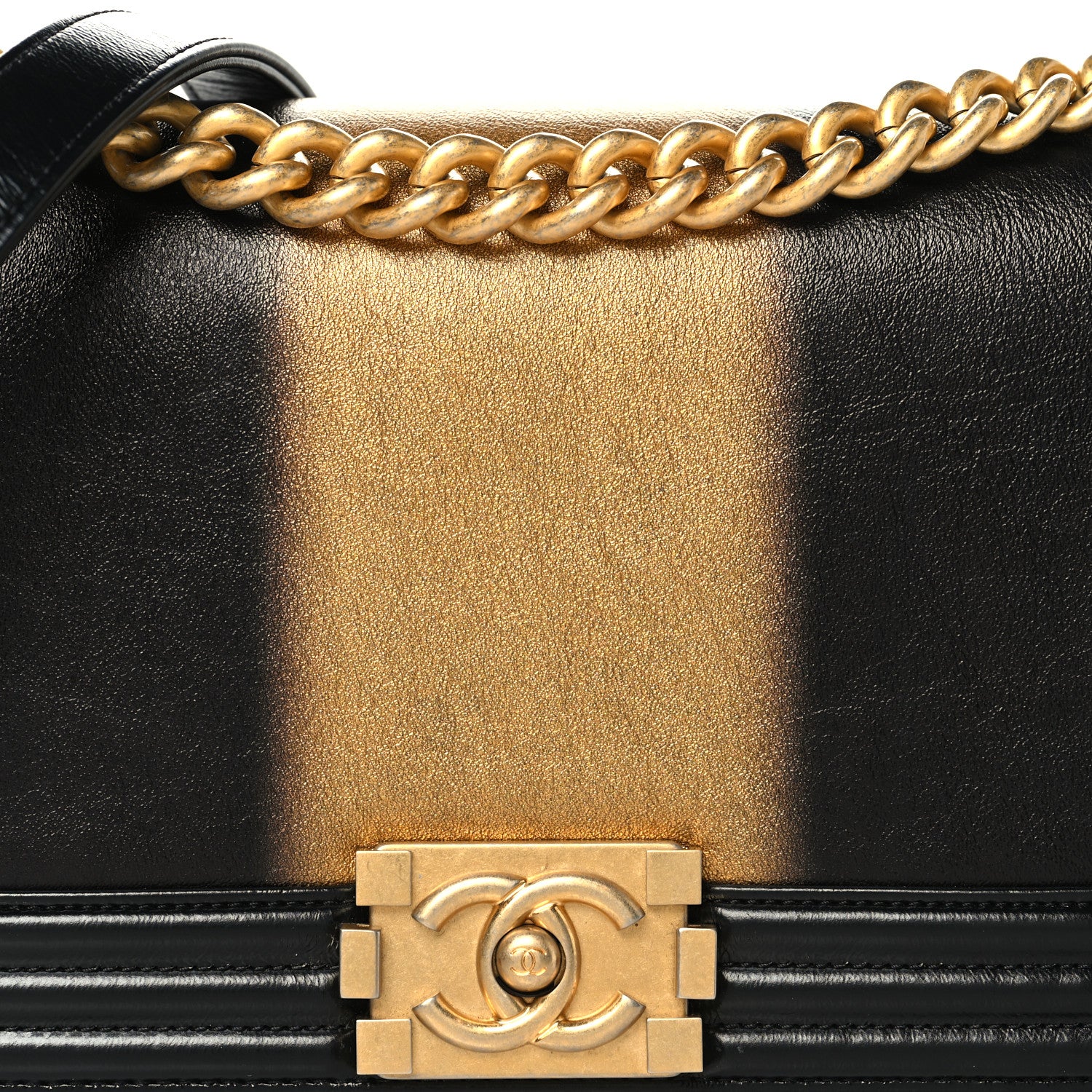 Chanel Metallic Glazed Calfskin Medium Boy Flap Black Gold 8 of 10