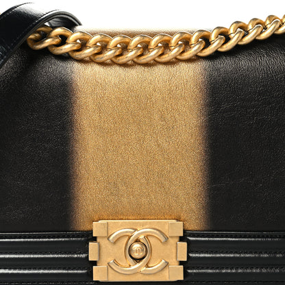 Chanel Metallic Glazed Calfskin Medium Boy Flap Black Gold 8 of 10
