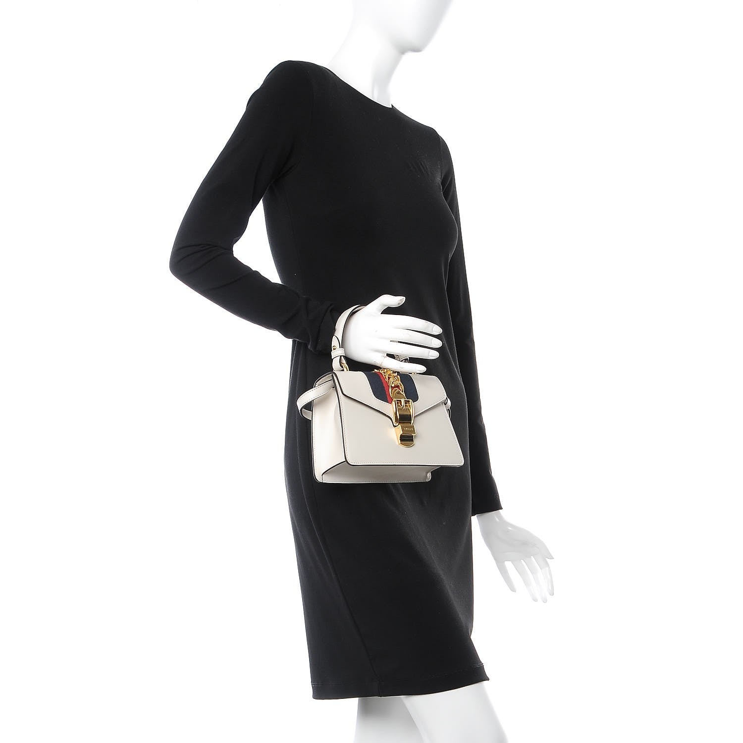 Gucci Calfskin Mini Sylvie Top Handle Bag White 4 of 9