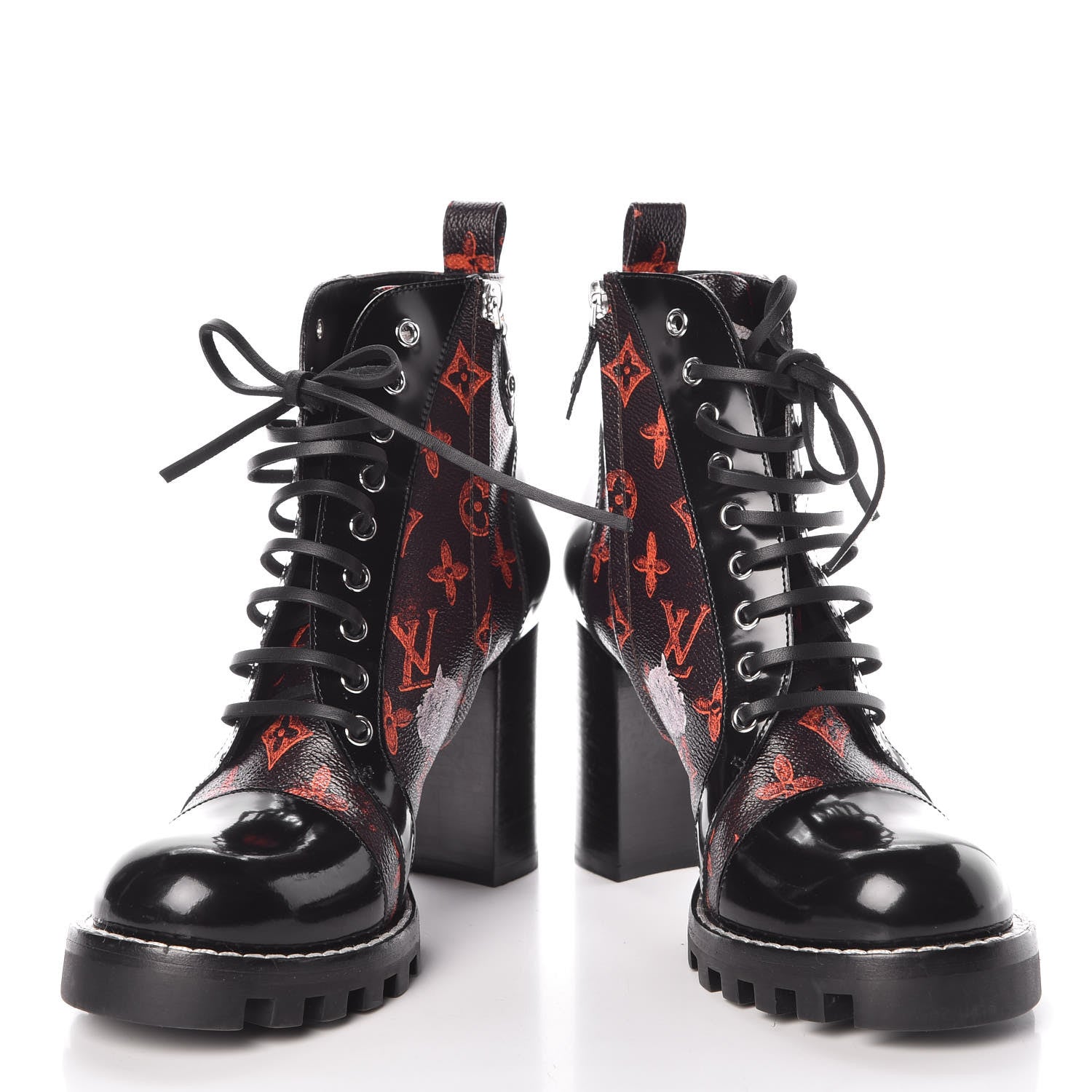 Louis Vuitton Patent Calfskin Catogram Star Trail Ankle Boots 40 Black Marron 8 of 11