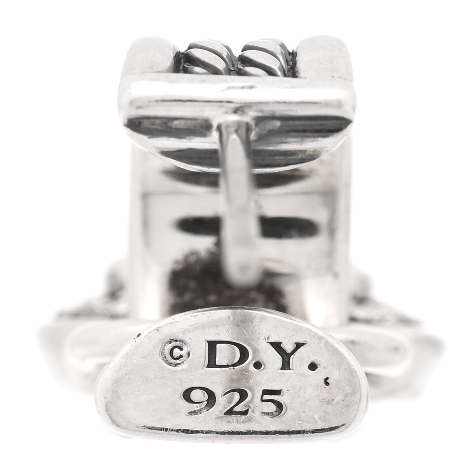 David Yurman Sterling Silver Diamond Prasiolite 7mm Albion Drop Earrings 4 of 4