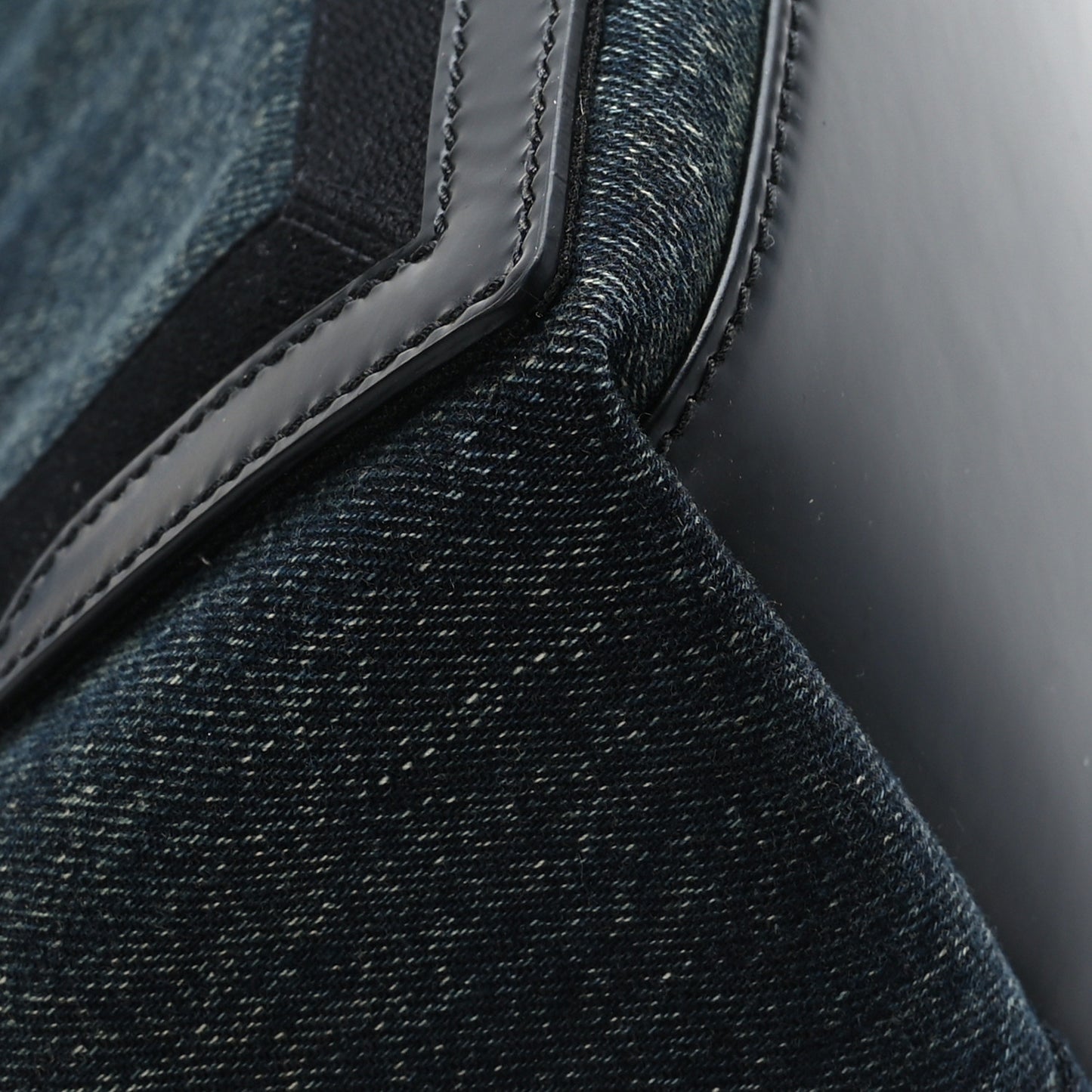 Denim Fabric Satin Calfskin S Navy Cabas Washed Black