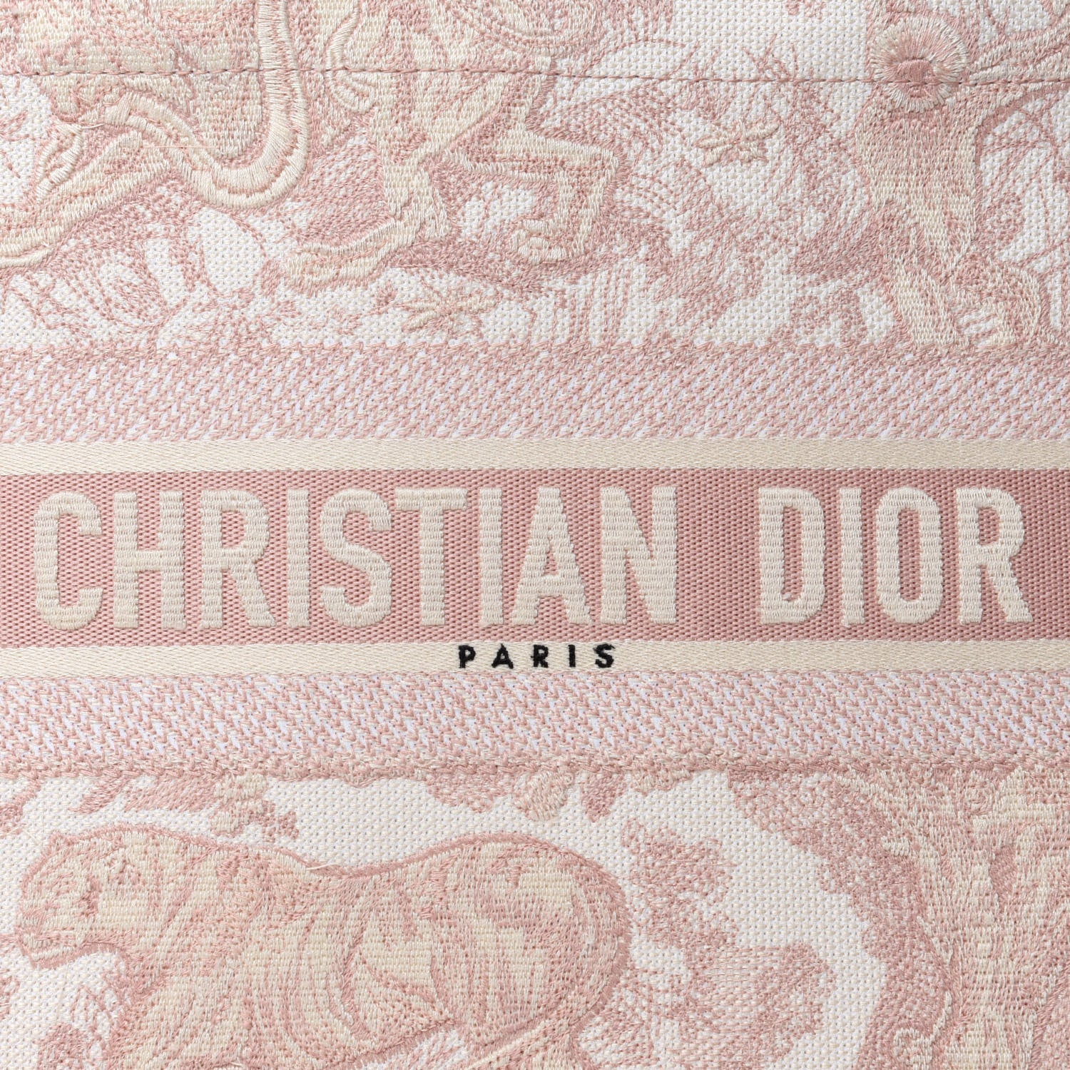 Christian Dior Canvas Embroidered Medium Dioriviera Toile De Jouy Book Tote Rose 9 of 9