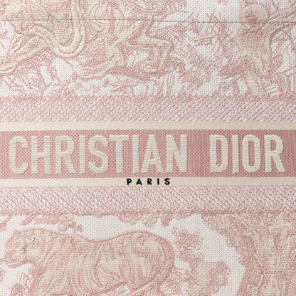 Christian Dior Canvas Embroidered Medium Dioriviera Toile De Jouy Book Tote Rose 9 of 9