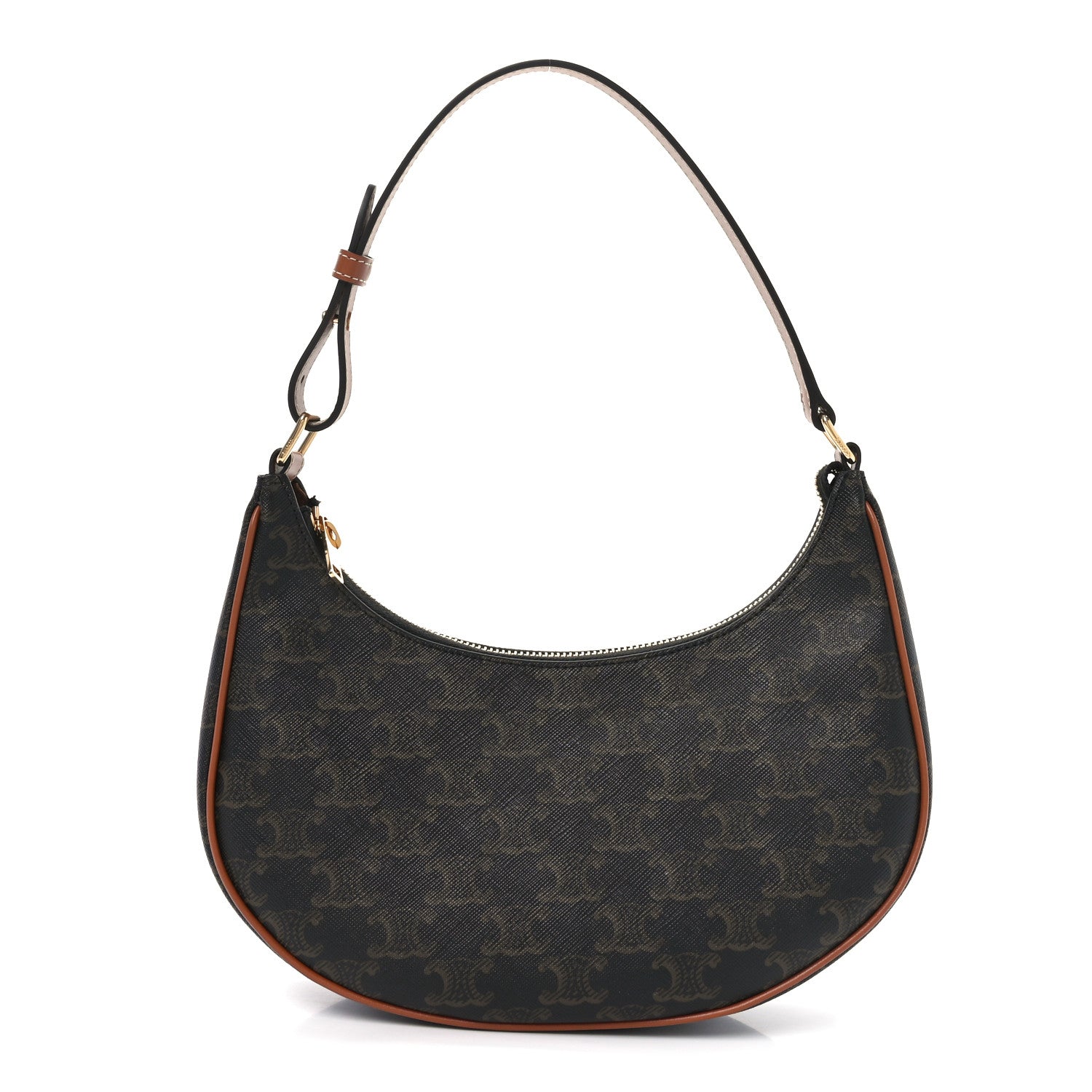 Celine Triomphe Canvas Calfskin Ava Shoulder Bag Tan 1 of 11