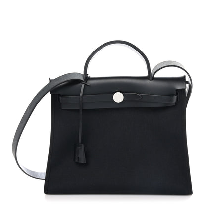 Hermes Military Toile Vache Hunter Herbag Zip PM 31 Black 1 of 12