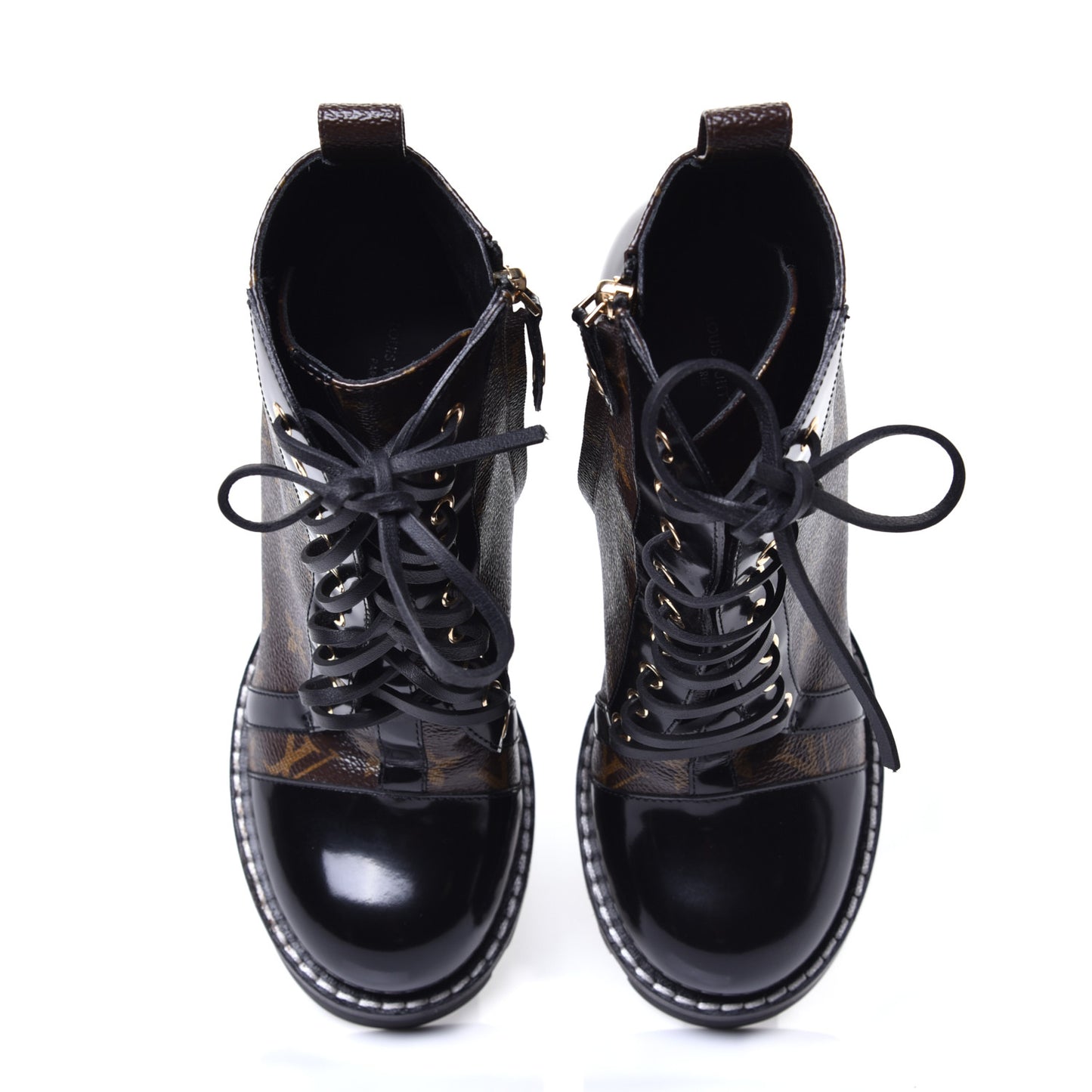 Patent Calfskin Monogram Star Trail Ankle Boots 40 Black