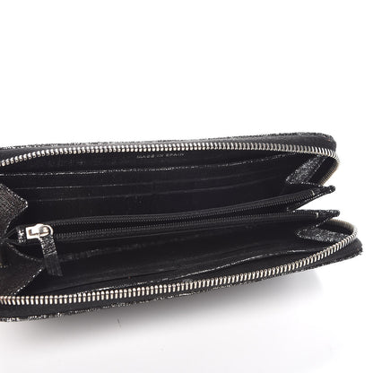 Chanel Metallic Fabric Quilted Zip Around Wallet Silver Black 5 of 8