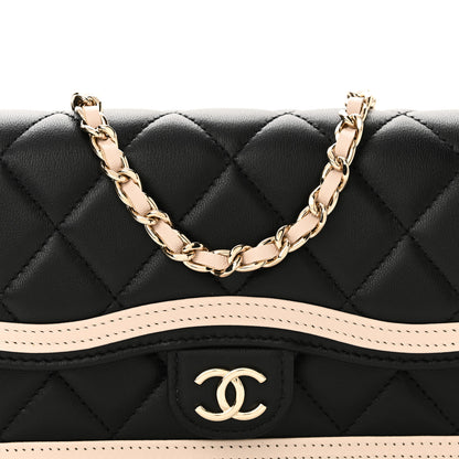 Chanel Lambskin Quilted Flap Phone Holder With Chain Black Beige 9 of 12