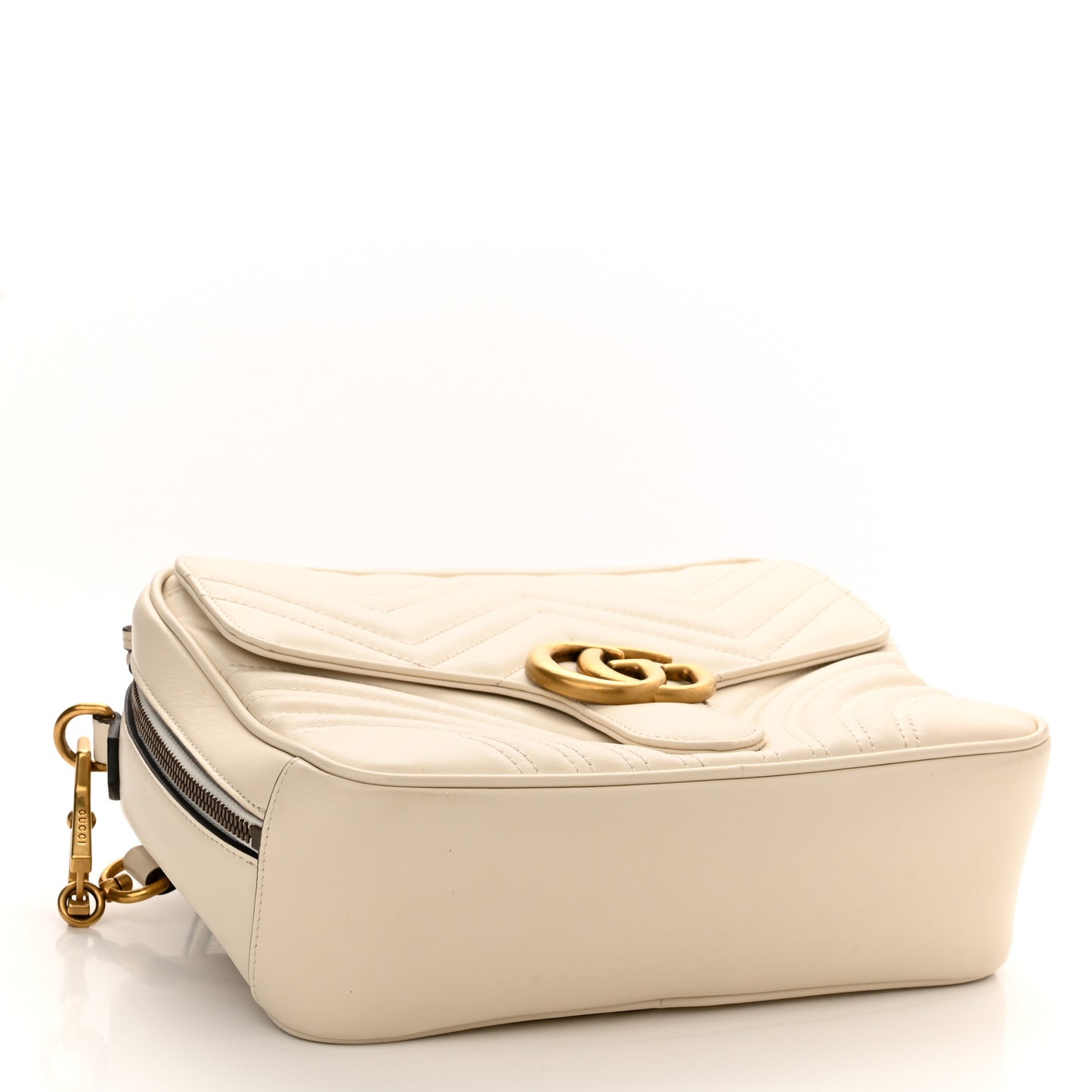 Calfskin Matelasse Sylvie Web Small GG Marmont Top Handle Shoulder Bag White
