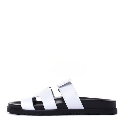 Hermes Calfskin Womens Chypre Sandals 38.5 White 1 of 11