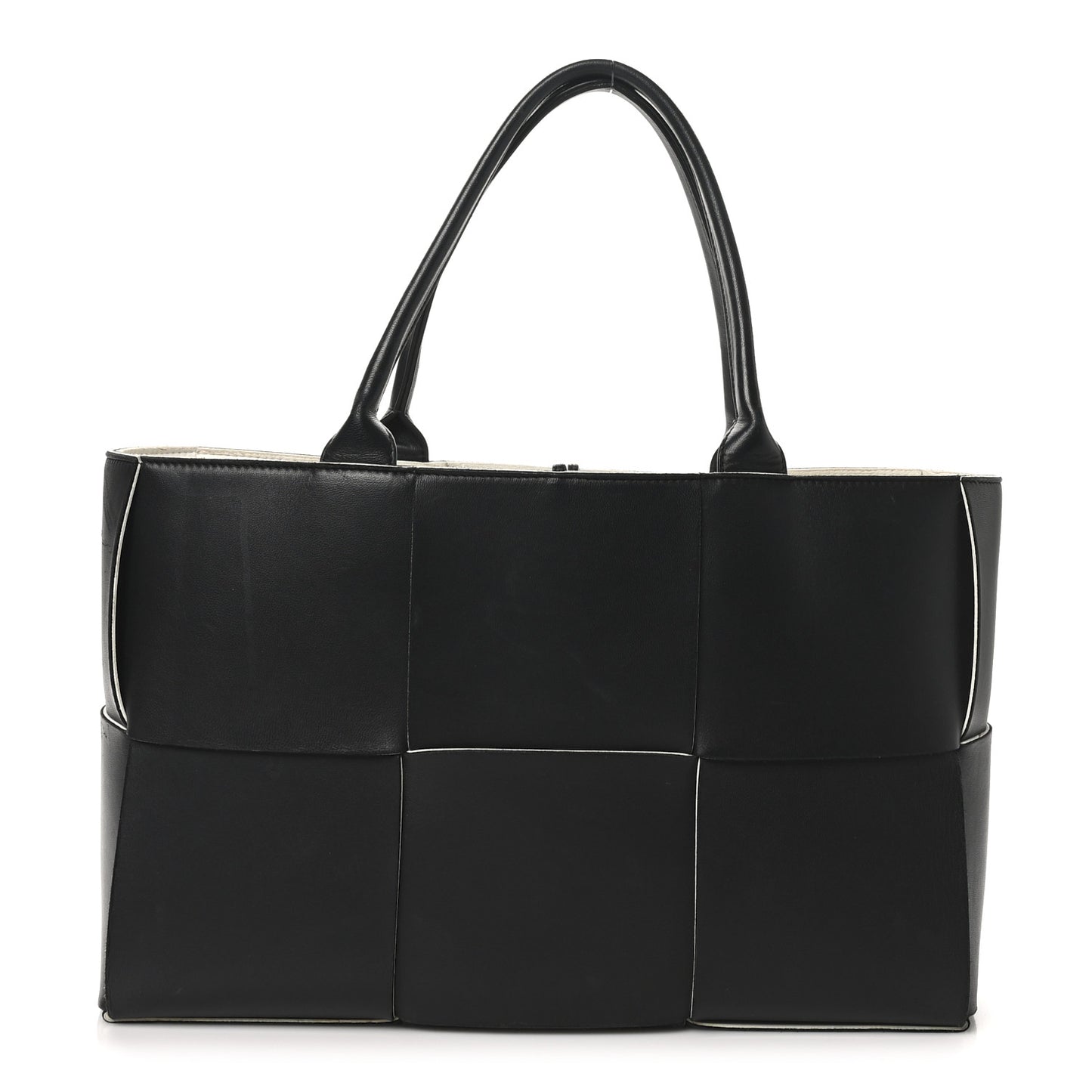 Nappa Maxi Intrecciato Medium Arco Tote Black White