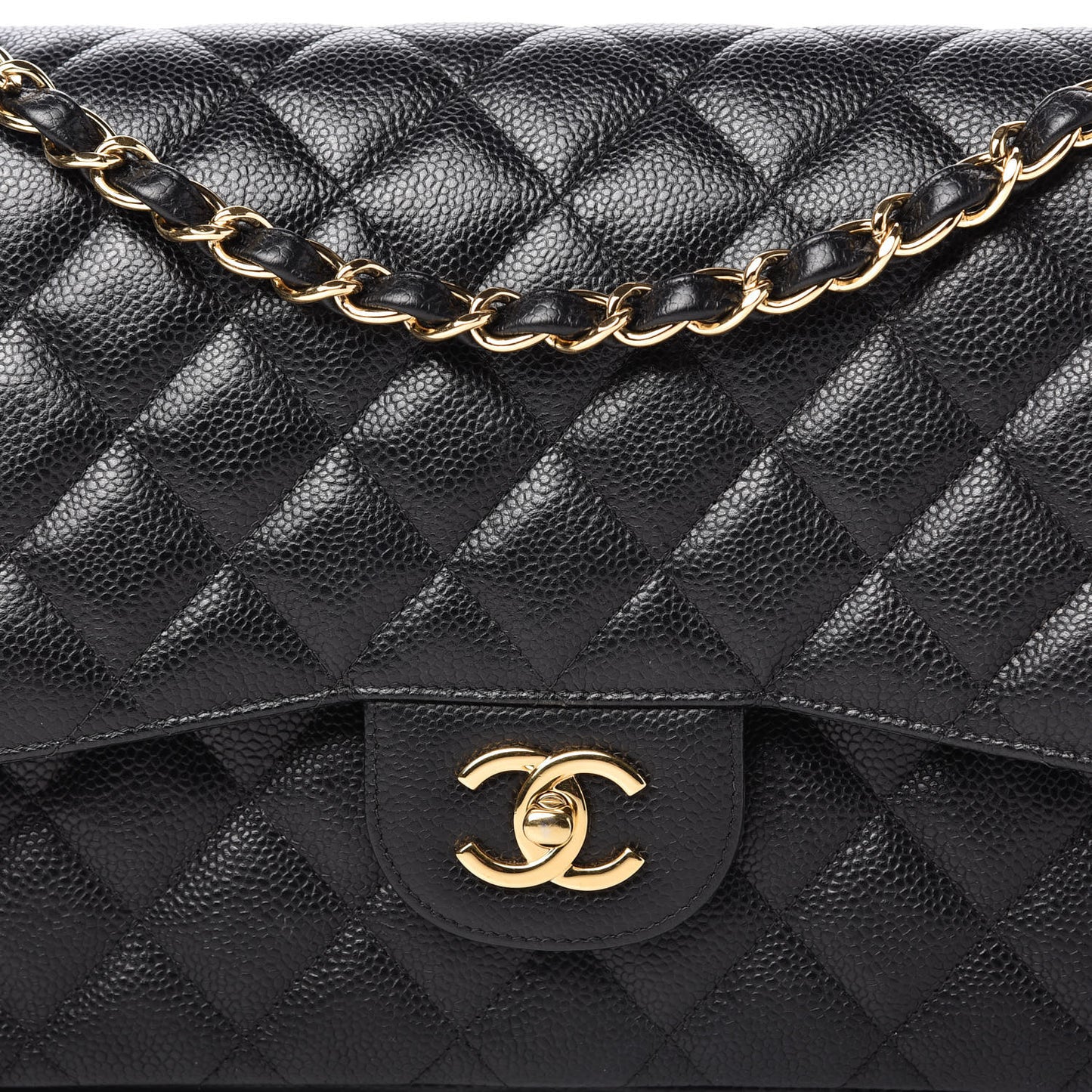 Caviar Quilted Jumbo Double Flap Black