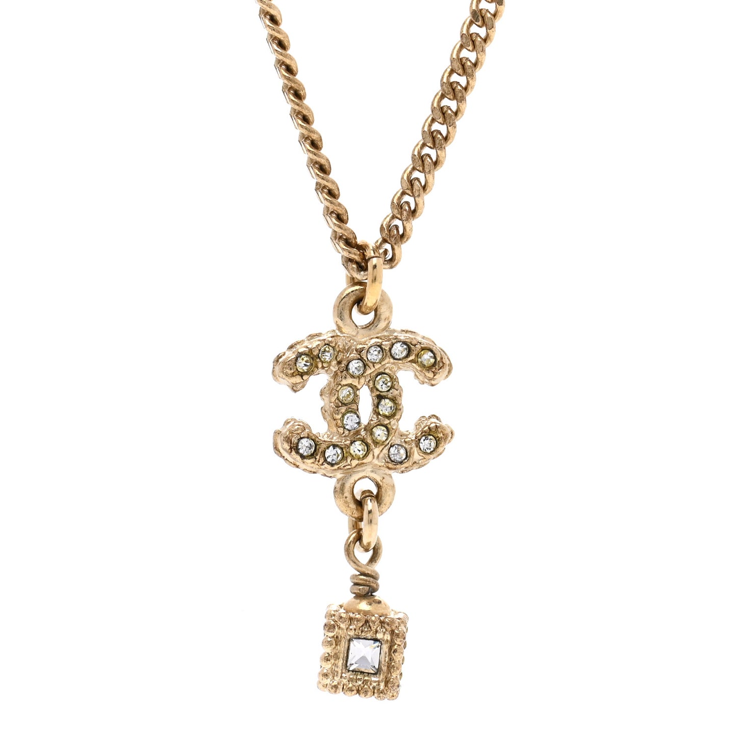 Crystal CC Pendant Necklace Gold