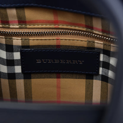 Burberry Derby Calfskin Perforated Small Banner Tote Regency Blue 8 of 10