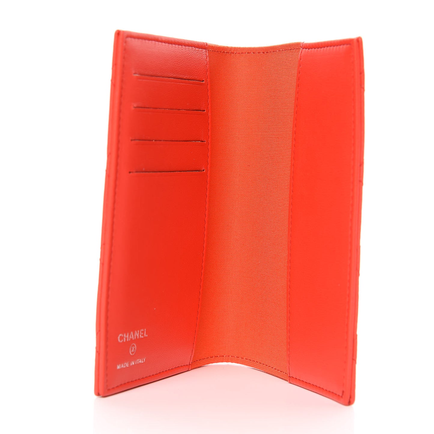 Lambskin Quilted Passport Holder Red