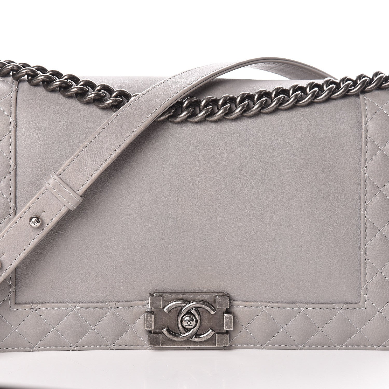 Chanel Calfskin New Medium Boy Reverso Flap Light Grey 8 of 10