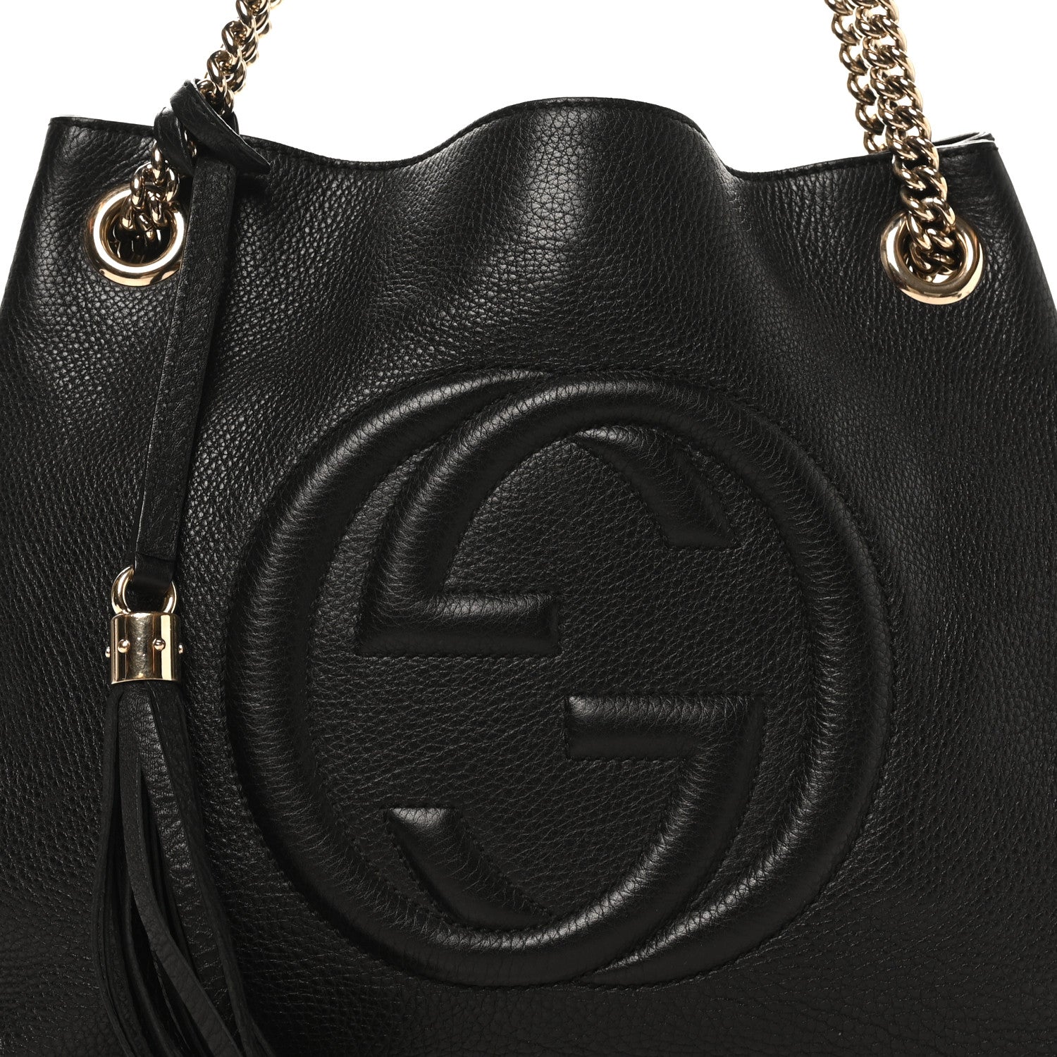 Gucci Pebbled Calfskin Medium Soho Chain Shoulder Bag Black 7 of 9