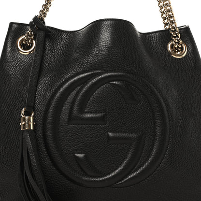 Gucci Pebbled Calfskin Medium Soho Chain Shoulder Bag Black 7 of 9