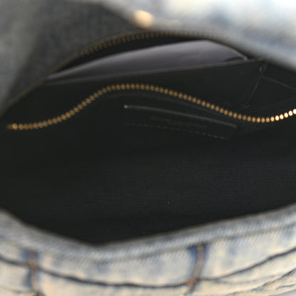 Saint Laurent Denim Quilted Toy Loulou Puffer Monogram Chain Satchel Rodeo Blue 7 of 10