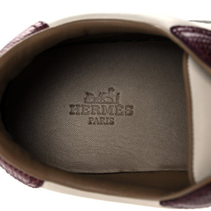 Hermes Calfskin Lizard Womens Quicker Sneakers 38 White Bordeaux 7 of 11
