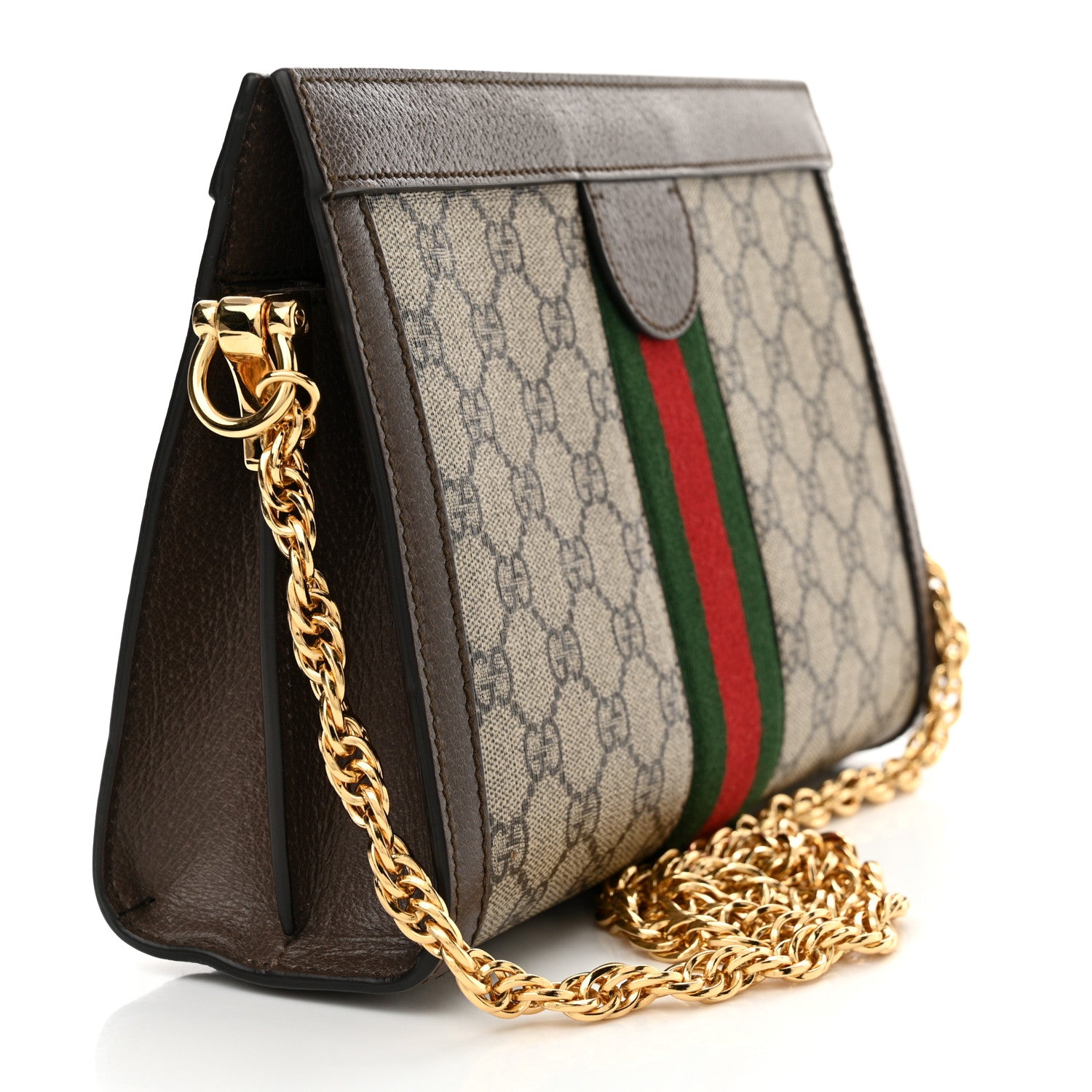 Gucci GG Supreme Monogram Web Small Ophidia Chain Shoulder Bag Brown 3 of 11