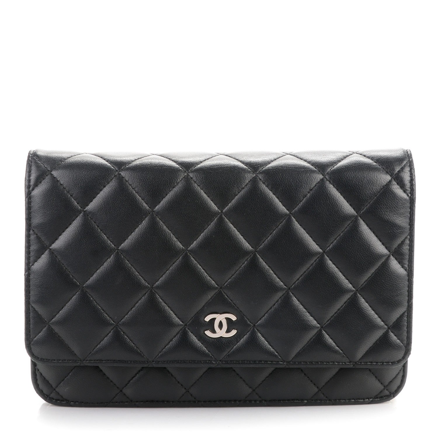 Chanel Lambskin Quilted Wallet On Chain WOC Black 1 of 8