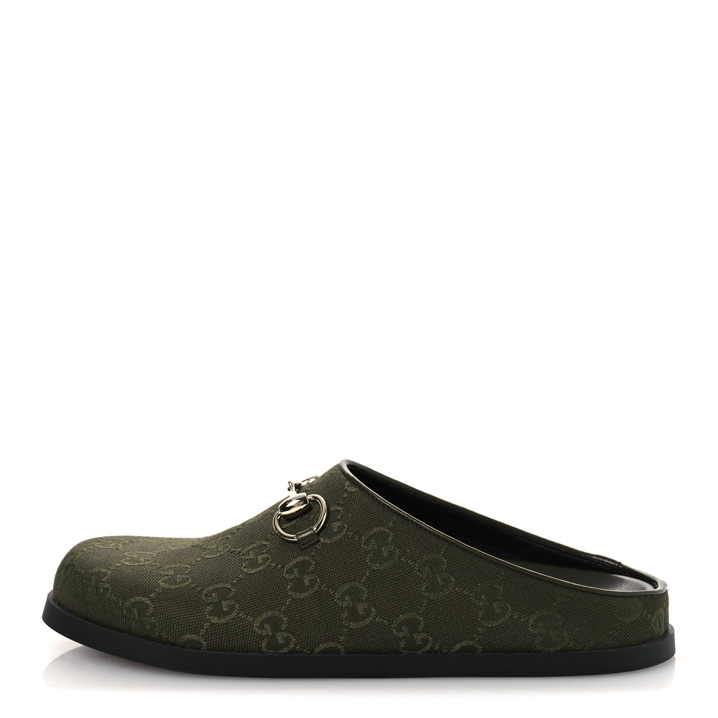 New Canvas Monogram GG Granada Kid Womens Horsebit Mules 38 Green