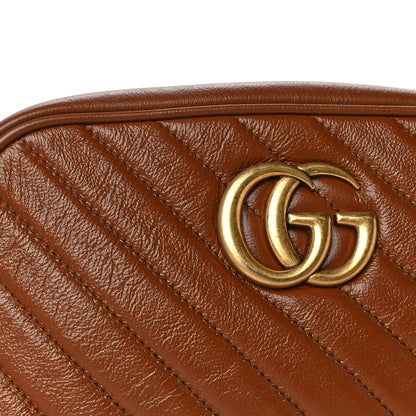Gucci Glazed Calfskin Matelasse Diagonal Small GG Marmont Chain Shoulder Bag Cuir 15 of 19