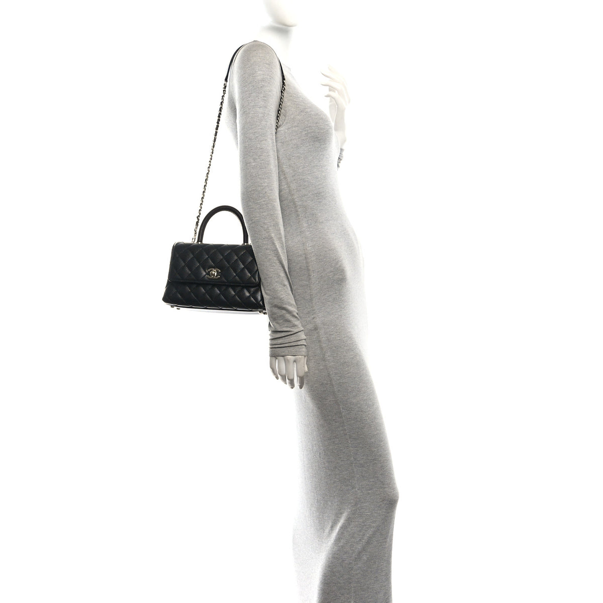 Chanel Caviar Lizard Embossed Quilted Mini Coco Handle Flap Black 2 of 10