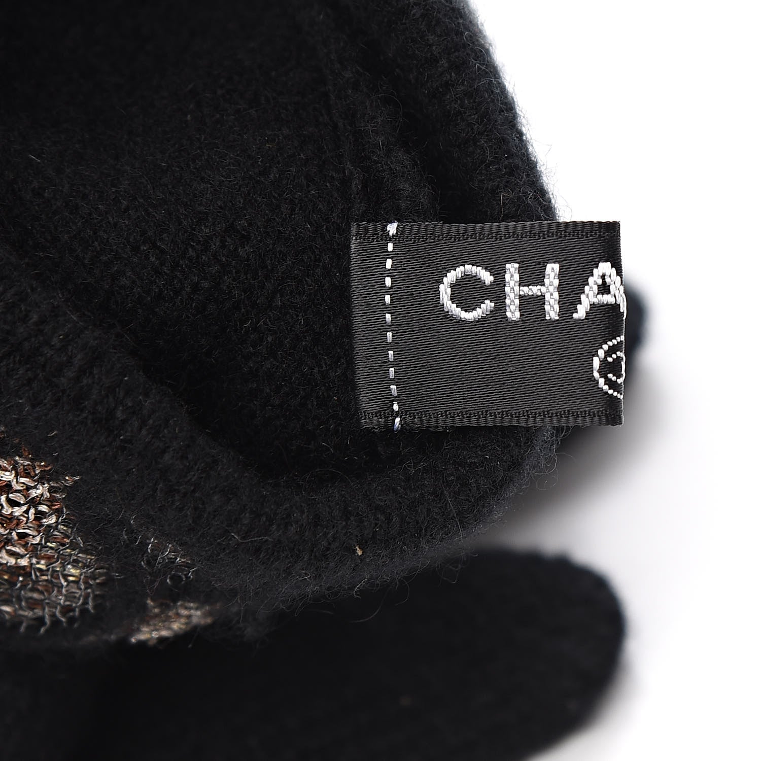 Chanel Metallic Cashmere Gloves Black 4 of 4