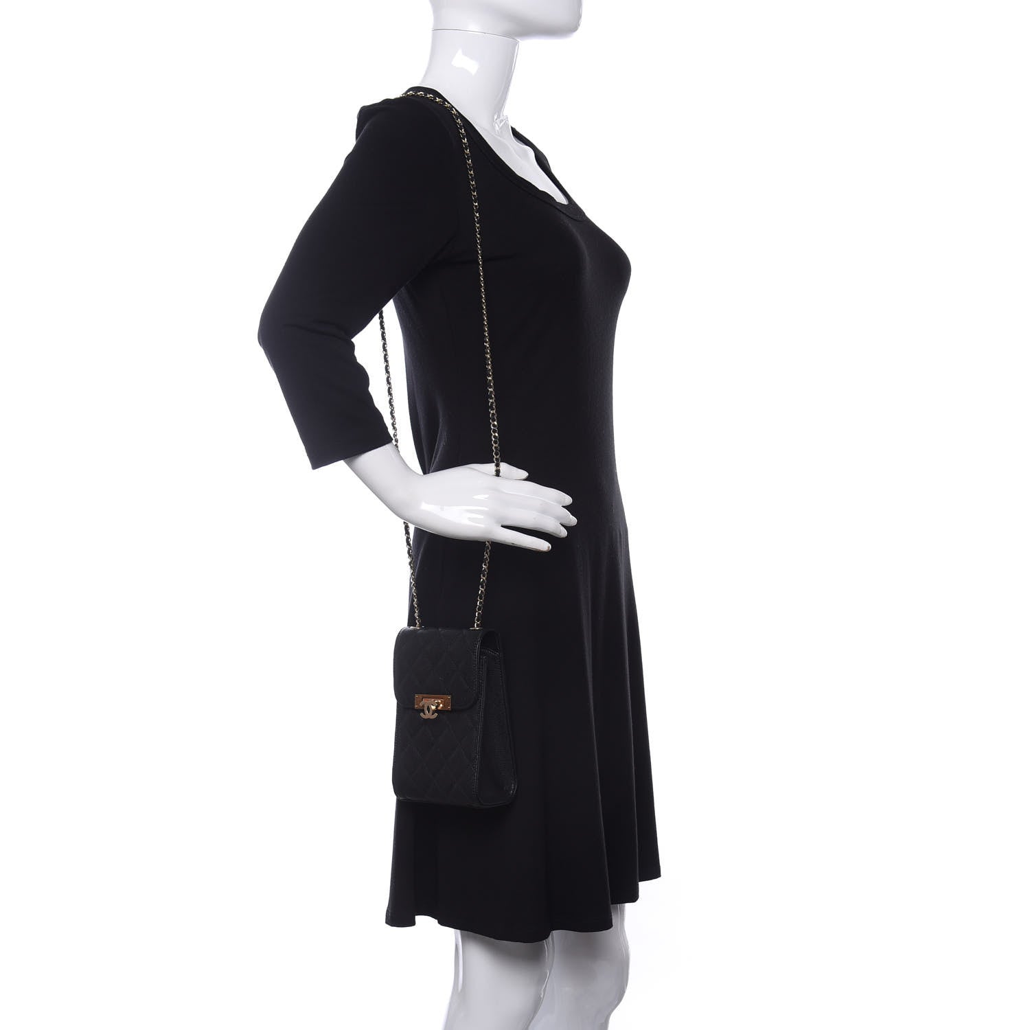Chanel Caviar Quilted Golden Class Phone Holder Black 2 of 12