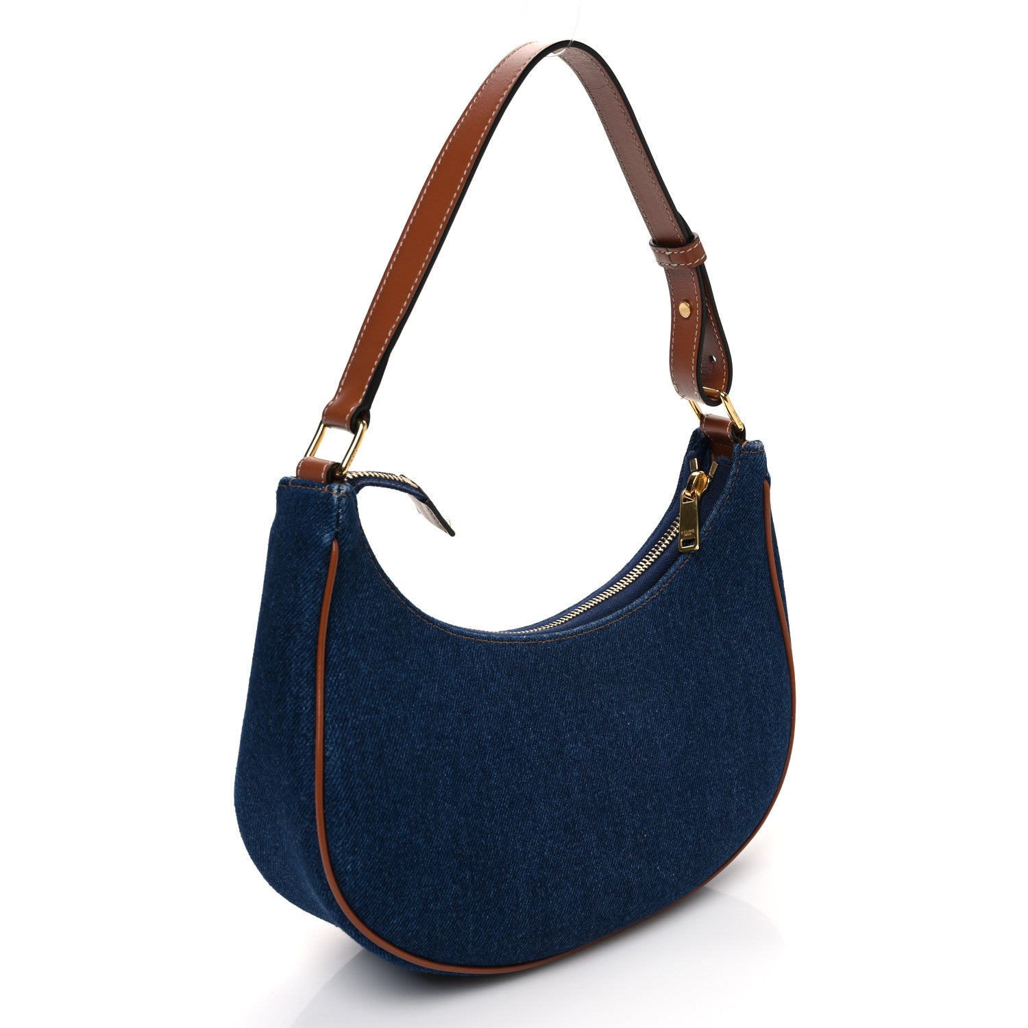 Celine Denim Ava Shoulder Bag Navy Tan 3 of 11