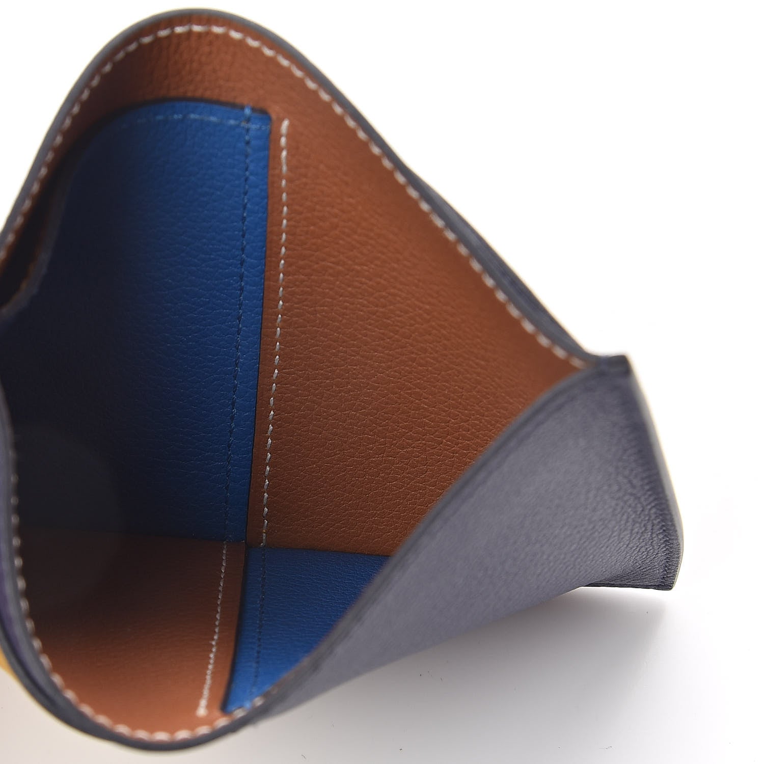 Hermes Evercolor Necto Card Holder Bleu Encre Ambre Bleu Zellige 5 of 7