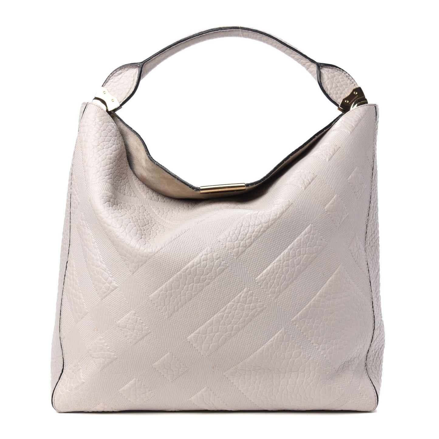 Heritage Grain Check Embossed Medium Lindburn Hobo Pale Grey