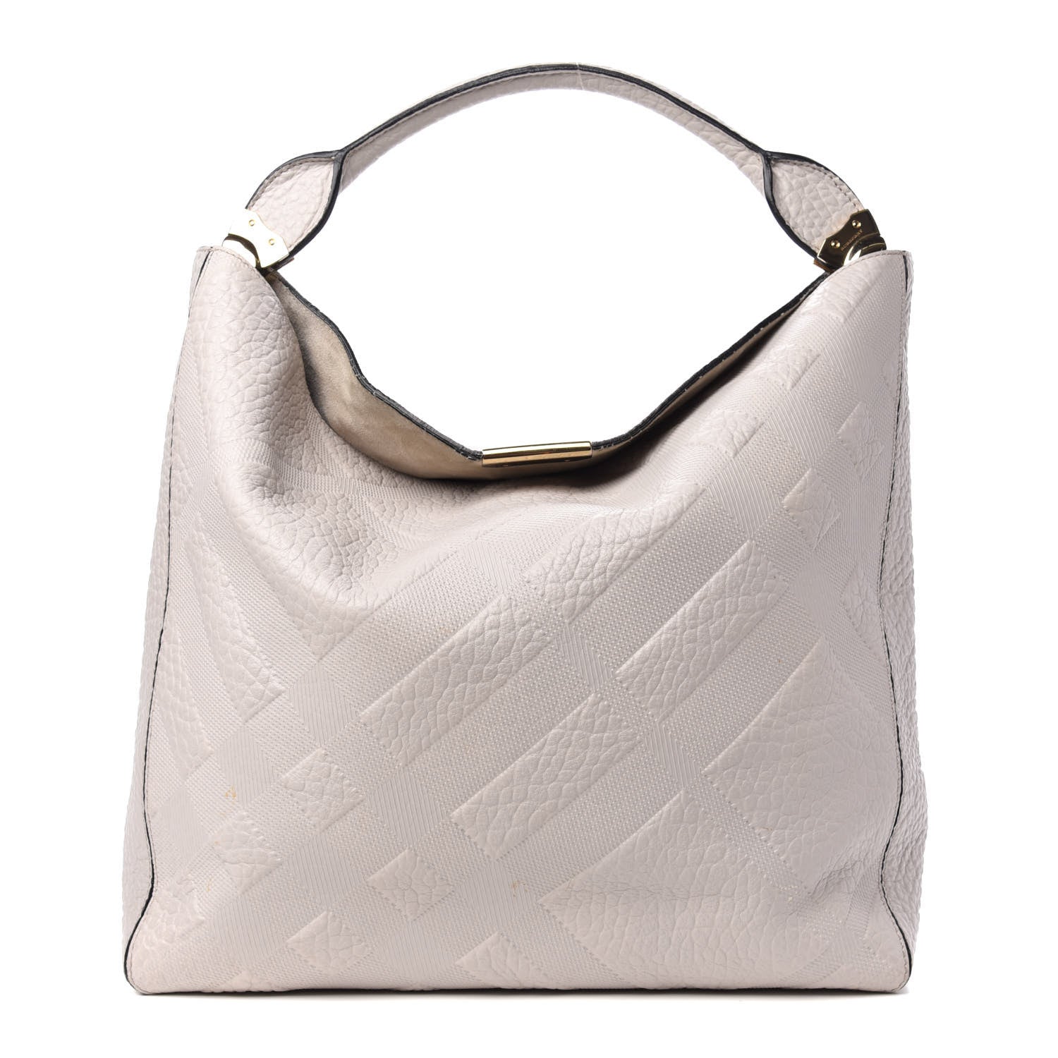 Burberry Heritage Grain Check Embossed Medium Lindburn Hobo Pale Grey 1 of 12