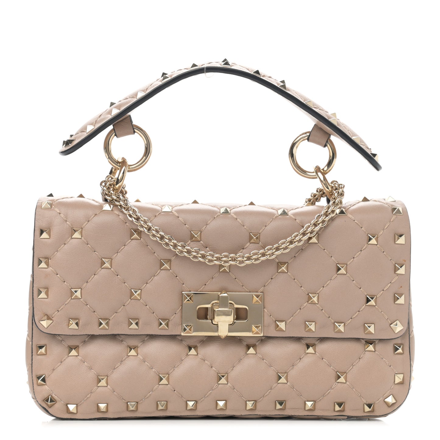 Nappa Small Rockstud Spike Shoulder Bag Poudre