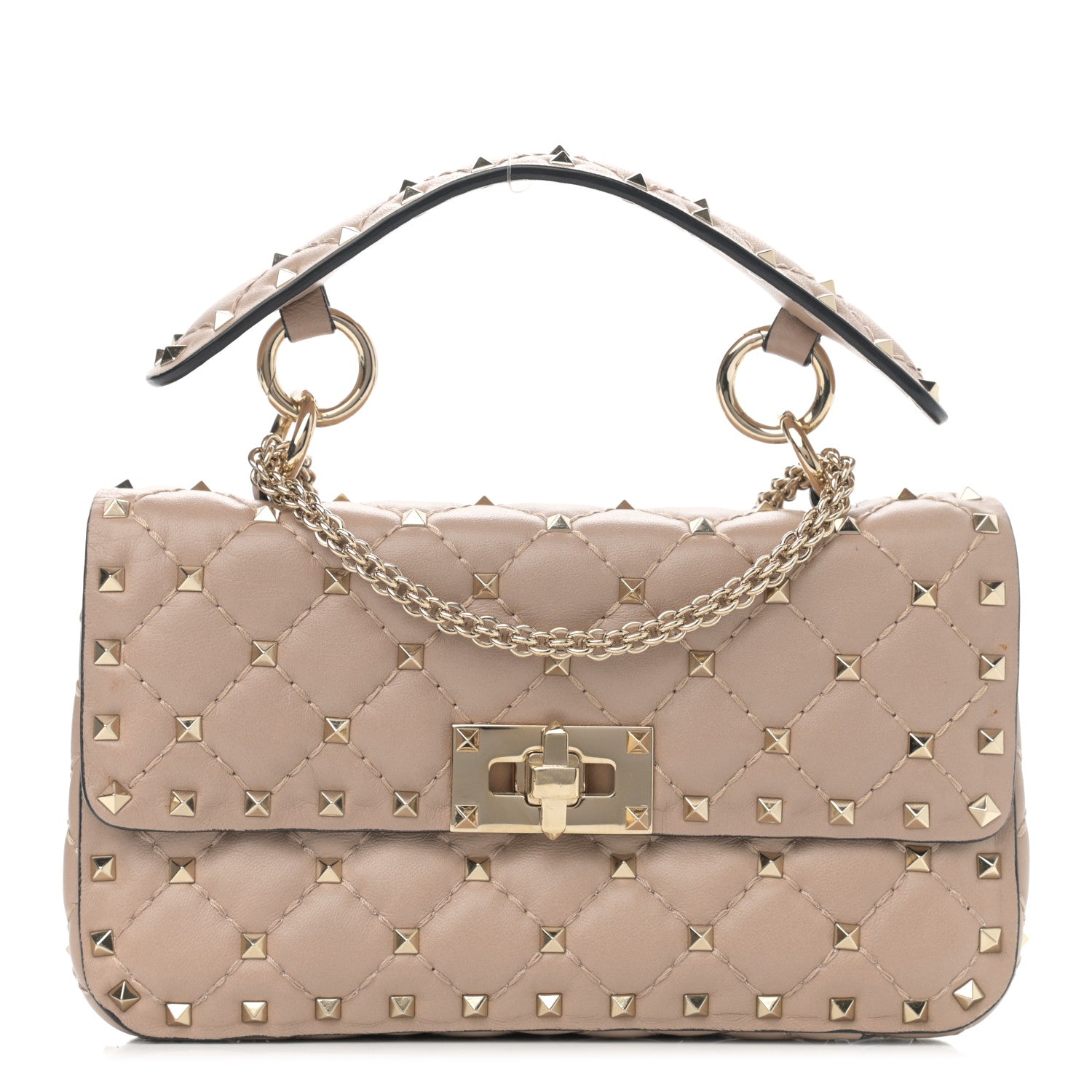 Valentino Garavani Nappa Small Rockstud Spike Shoulder Bag Poudre 1 of 10