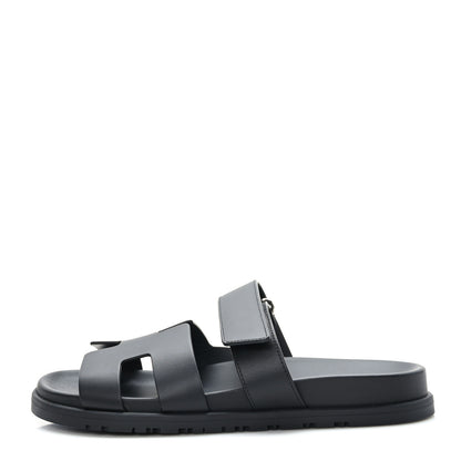 Hermes Calfskin Womens Chypre Sandals 39 Black 1 of 8